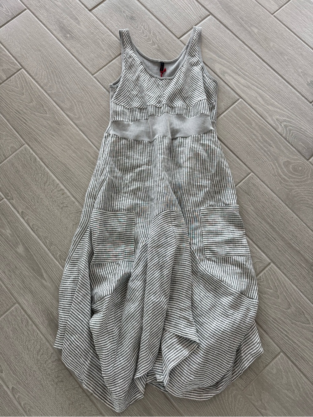INIZIO Magic Dress Linen Lagenlook Ruched Skirt Size XL NWT